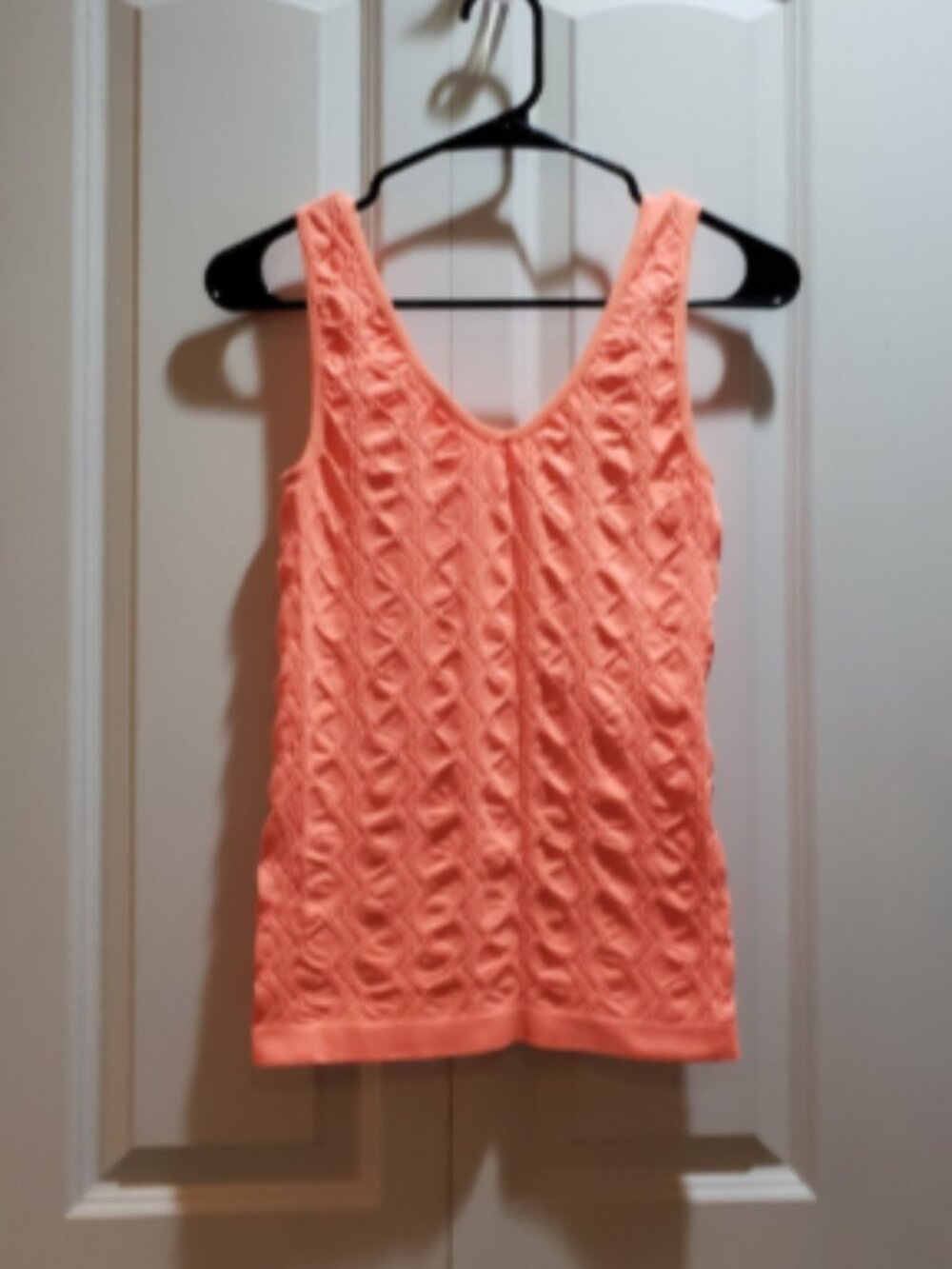 Orange Fitted Stretch Chevron Knit V-Neck Tank Top  Size S